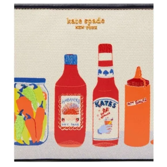 NEW Kate Spade Spice It Up Embellished Canvas Wristlet, White HTF - Picture 3 of 5